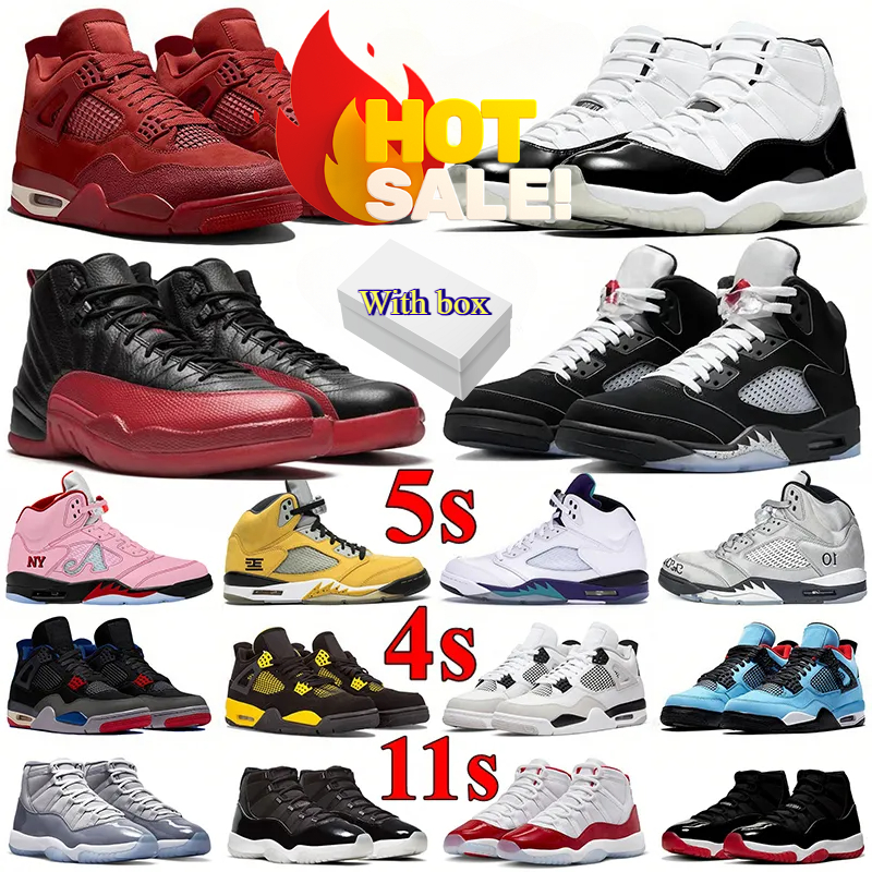 With Box Basketball Shoes 4s 5s 11s 3s Black cats Designer Shoes Thunder Cherrys Metallic White Cement Reima Gined Nigel Syest Sports Sneakers Size 36-50