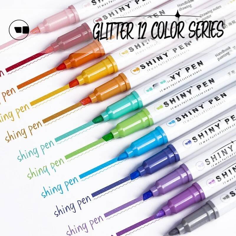 4pcs Color Shiny Pens Set Bling Sparkling Highlighter Marker 4mm Brush For Drawing Painting Art School Metallic Glitter i1