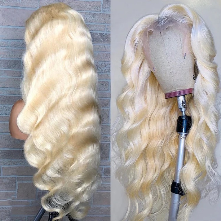 Human Hair 613 Blonde Wig 26 Inch High Density Body Wave Blonde Gluelesss 13x6 HD Lace Front Wig HD Transparent Glueless 180 Density Wigs for Women - view 3