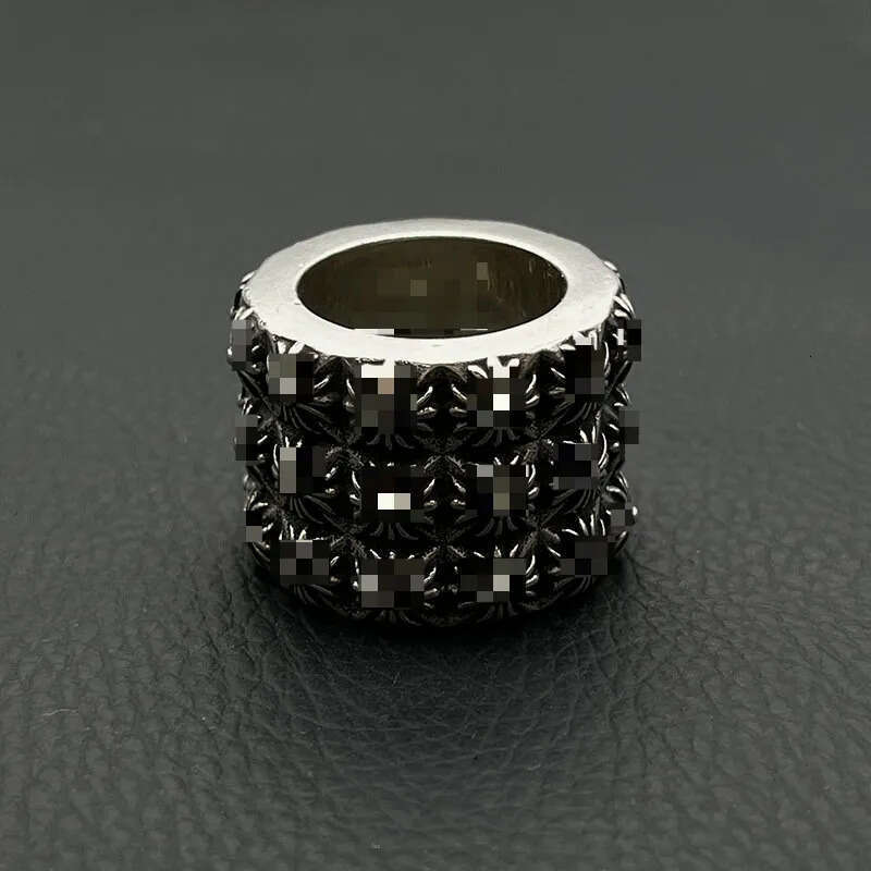 Chrome Ring Mens Fine Jewelry Hip Hop Cuban Link Ring 18K Gold Plated 925 Sterling Silver Stainless steel carved ring, vintage trendy ring 670