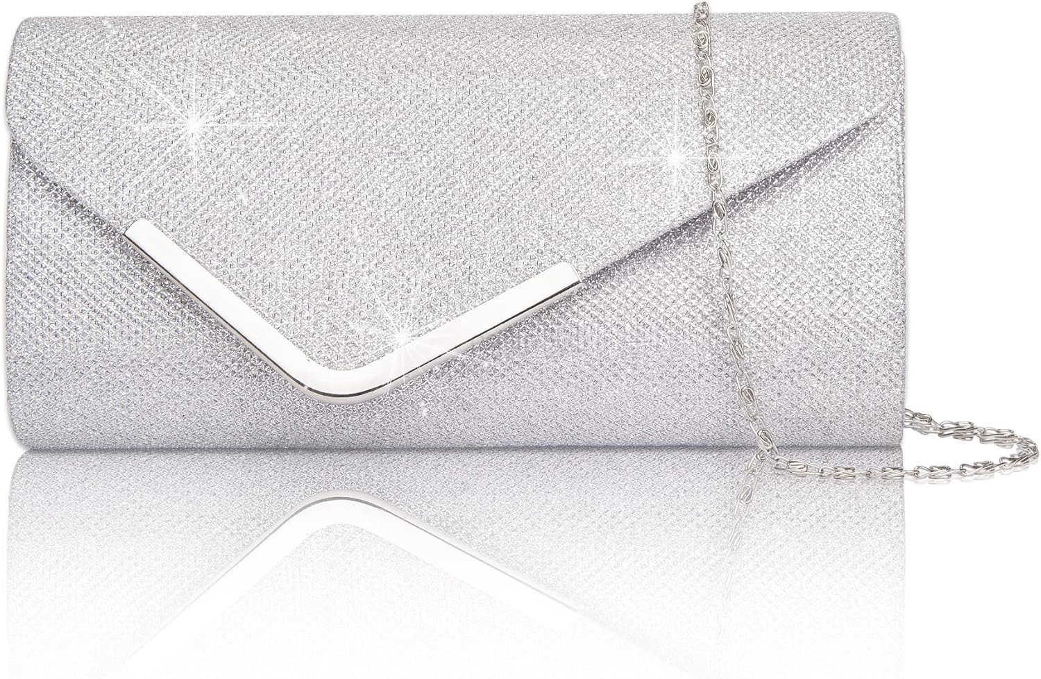 Clutch Purses for Women Shiny Sequin Envelope Clutch Evening Bag with Chain Fashion Sparkly Party Prom Purse Z25910