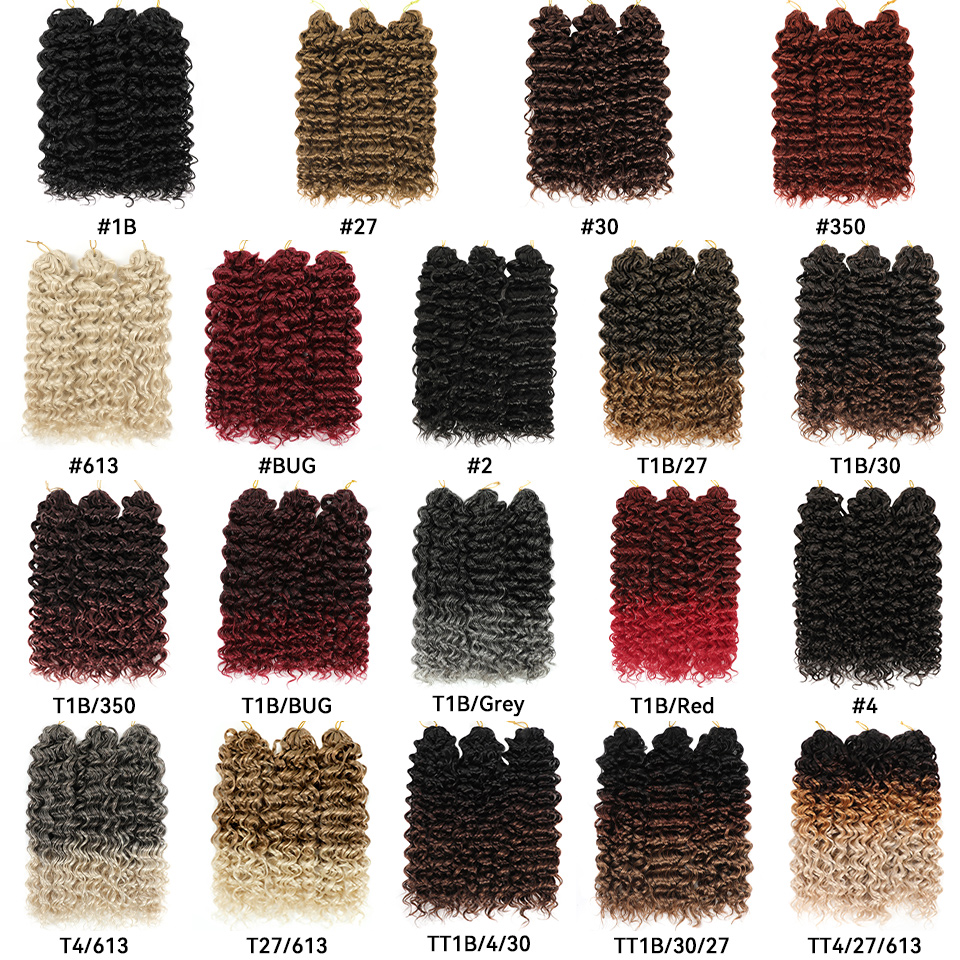 Deep Wave Bohemian Style Synthetic Hair Extension - 18 Inch Ombre Color Crochet Bundles 1pcs