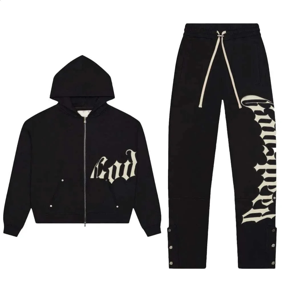 Y2k Retro Zipper Hoodie and Sweatpants 2piece Set Washed Cotton Men Women Tracksuit Gothic Letter Loose Sweatshirt Jogger Suit 250828