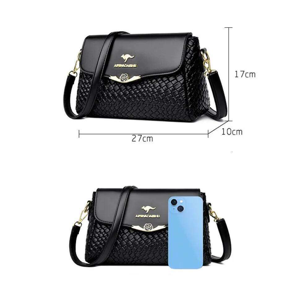 Handbag Designer Pu Leather Knitting Shoulder Messenger Crossbody Bags For Women Mother Bolsa Ladies Hand Bag