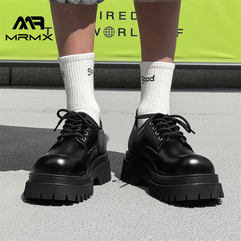 Derby for Men High-End British Style Formal Round Thick Sole Height-Increasing Big Toe Small Leather Shoes