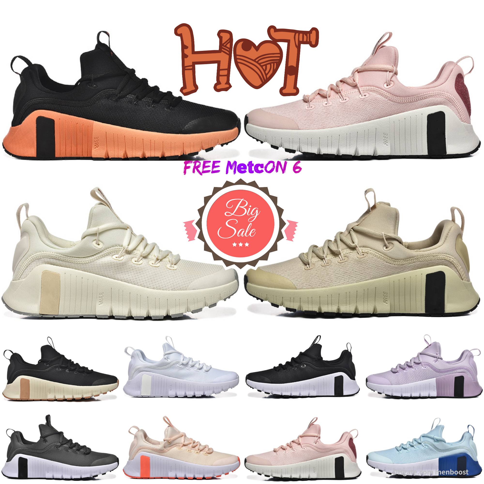 Designer Running Shoes Free Metcon 6 Marathon 6s Mens Womens Trainers Iron Grey Desert Sand University Gold Triple Black Football Grey Leopard Outdoor Sneakers 36-45
