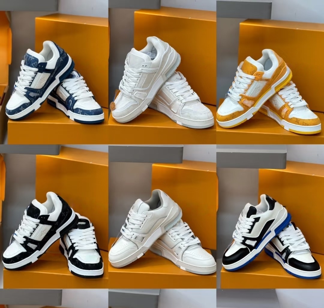 New Designer shoes flat sneaker trainer Casual shoes leather white green letter fashion platform mens womens low trainers Size 36-45