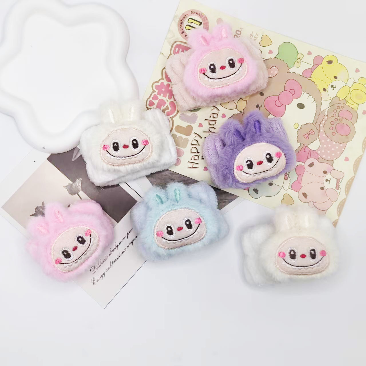 Labubu Headwea Cute Cartoon Hair Band Plush Washing Wrist Band Sweat Absorbing Wrist Band Hair Flannel Accessories Fluffy Hair Tying Band Hair Hoop