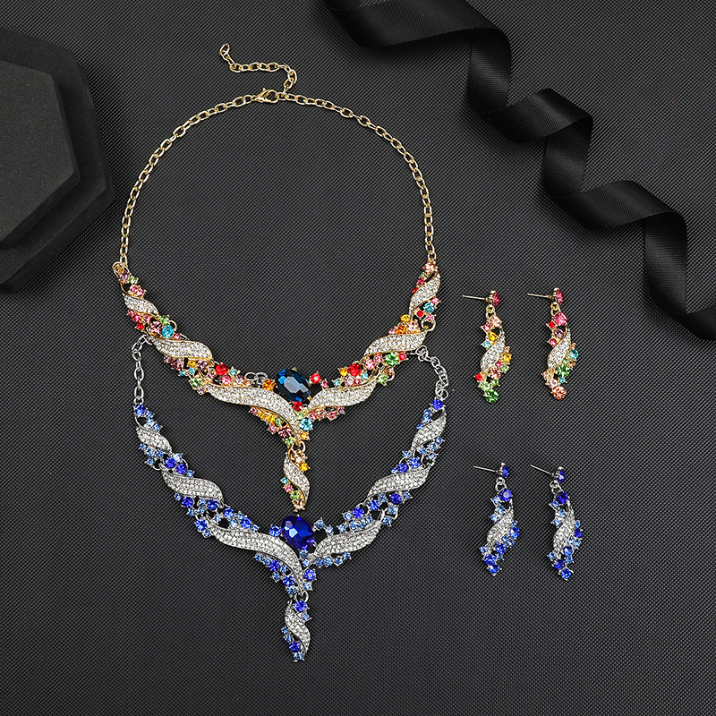 Jewelry Necklaces Pendants Chokers Exaggerated Necklace and Earring Set Collarbone Chain, Decorative Formal Wear Accessory, Retro Fashion Colorful Jew