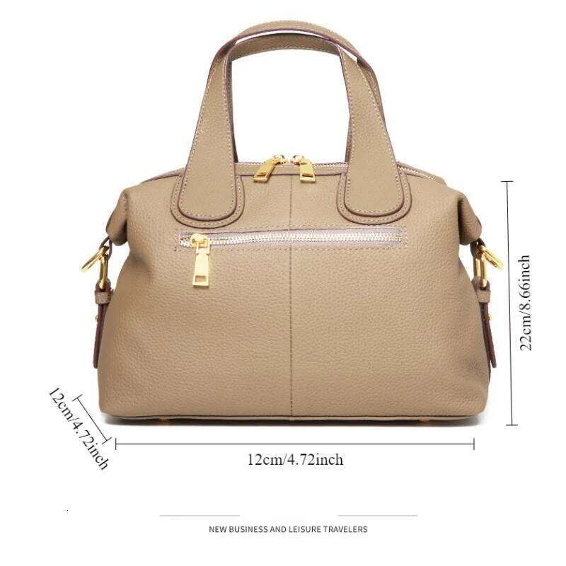 Women's Top Layer Cowhide Handbag Niche Design Large Capacity Single Shoulder Crossbody Fashionable Genuine Leather Tote Bag