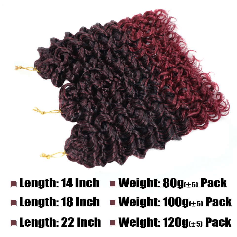 22 Inch Deep Wave Synthetic Crochet Hair Beach Curl Water Wave Gogo Curl Afro Ocean Wave Bohemian Braiding Extensions for Black Women 1pcs