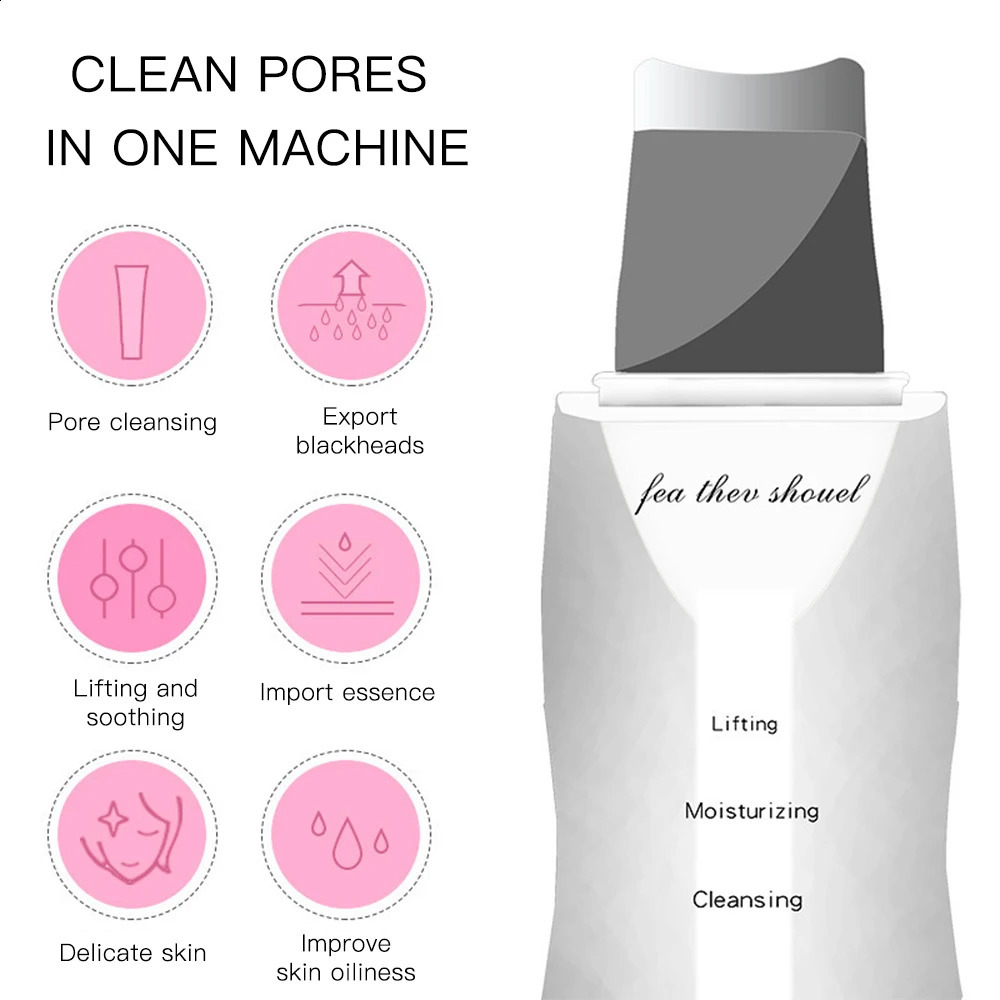 Ultrasonic Skin Scrubber Peeling Blackhead Remover Deep Face Cleaning Pore Cleaner Shovel Cleanser EMS Microcurrent 250820