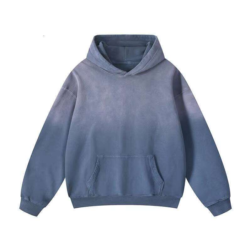Unisex Hot Sale Men's Heavyweight Knitted Hoodie Drop Shoulder Pullover Sweatshirt with Washed Puff Print for Winter