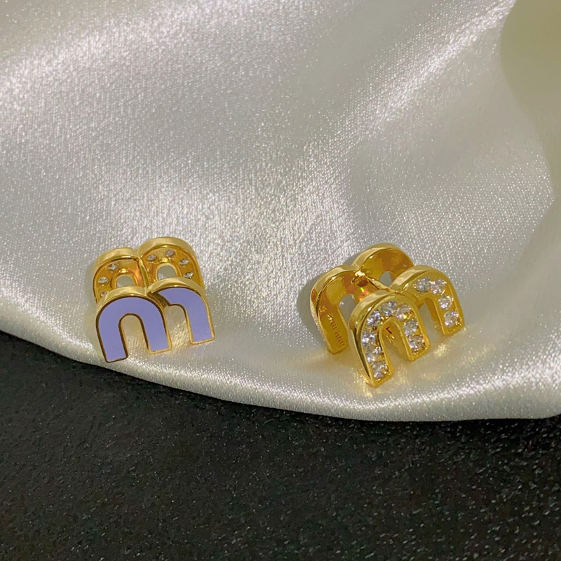 Openwork Ball Stud Earrings Square Earrings Dual Wear Asymmetrical Geometric Mosaic Zirconia Drip Glaze Studs French Luxury Womens Ear Clips