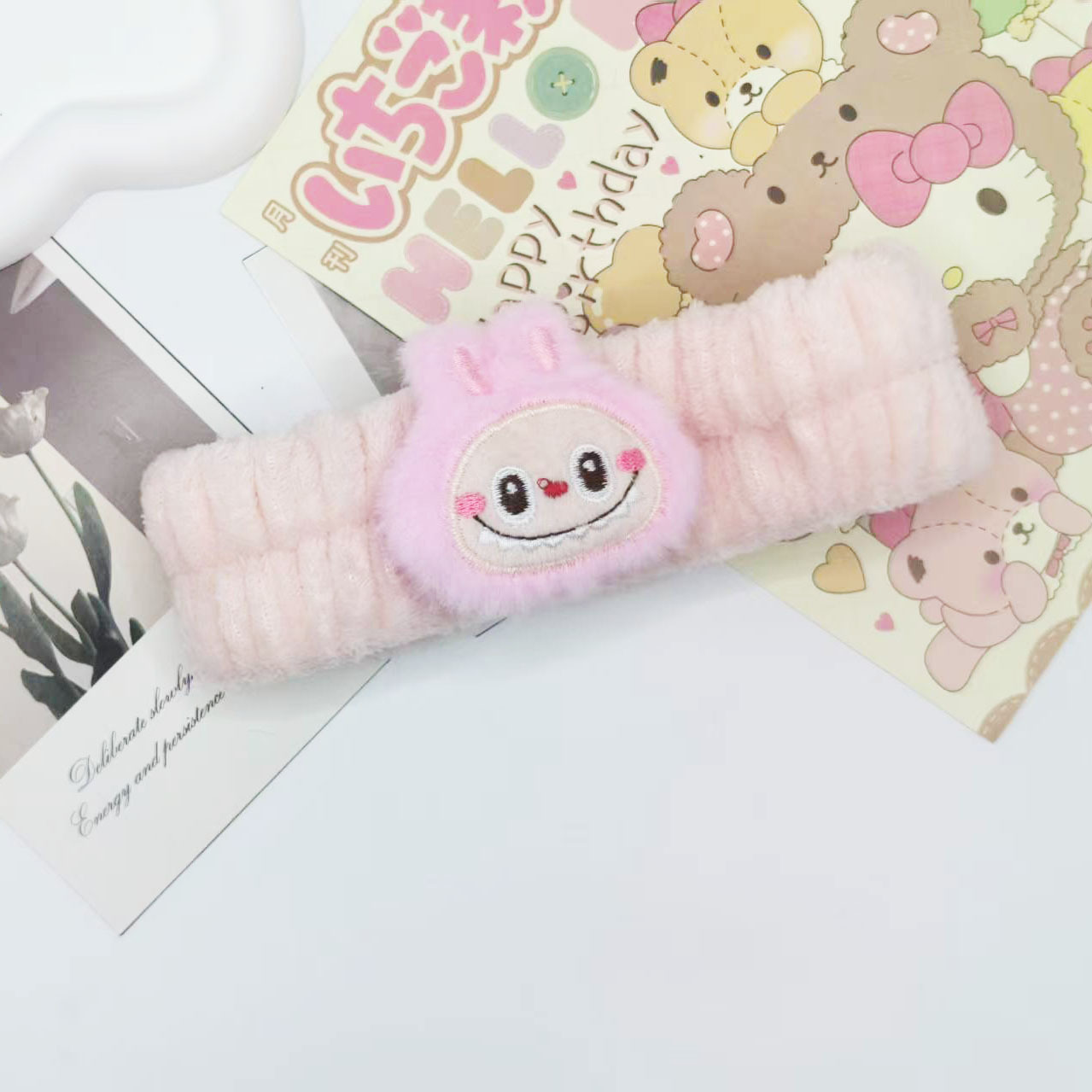 Labubu Headwea Cute Cartoon Hair Band Plush Washing Wrist Band Sweat Absorbing Wrist Band Hair Flannel Accessories Fluffy Hair Tying Band Hair Hoop
