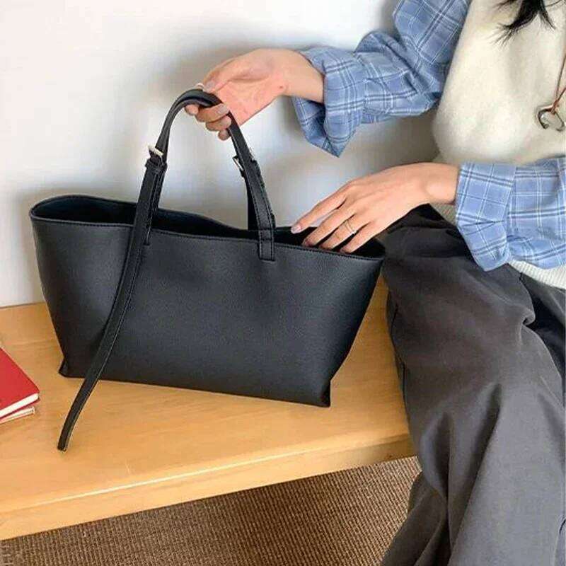 Tote Soft Leather Shoulder Bag 2025 New Fashion Korean Simple Large Capacity Vintage Casual Solid Trend Handbags