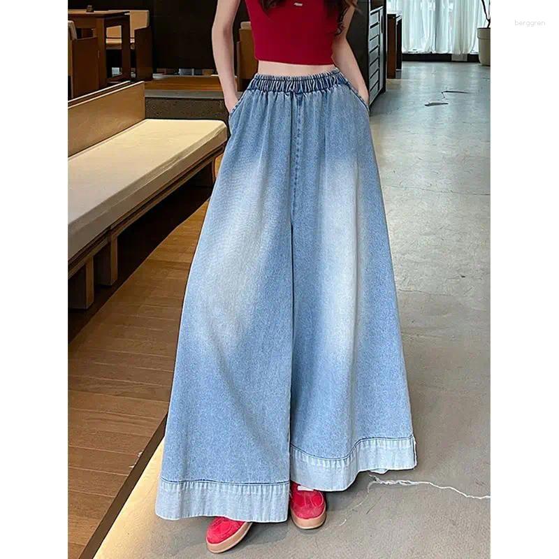 Womens Jeans Commuting Wide Leg 2025 Casual Elastic High Waisted Versatile Loose Clothing Z260313