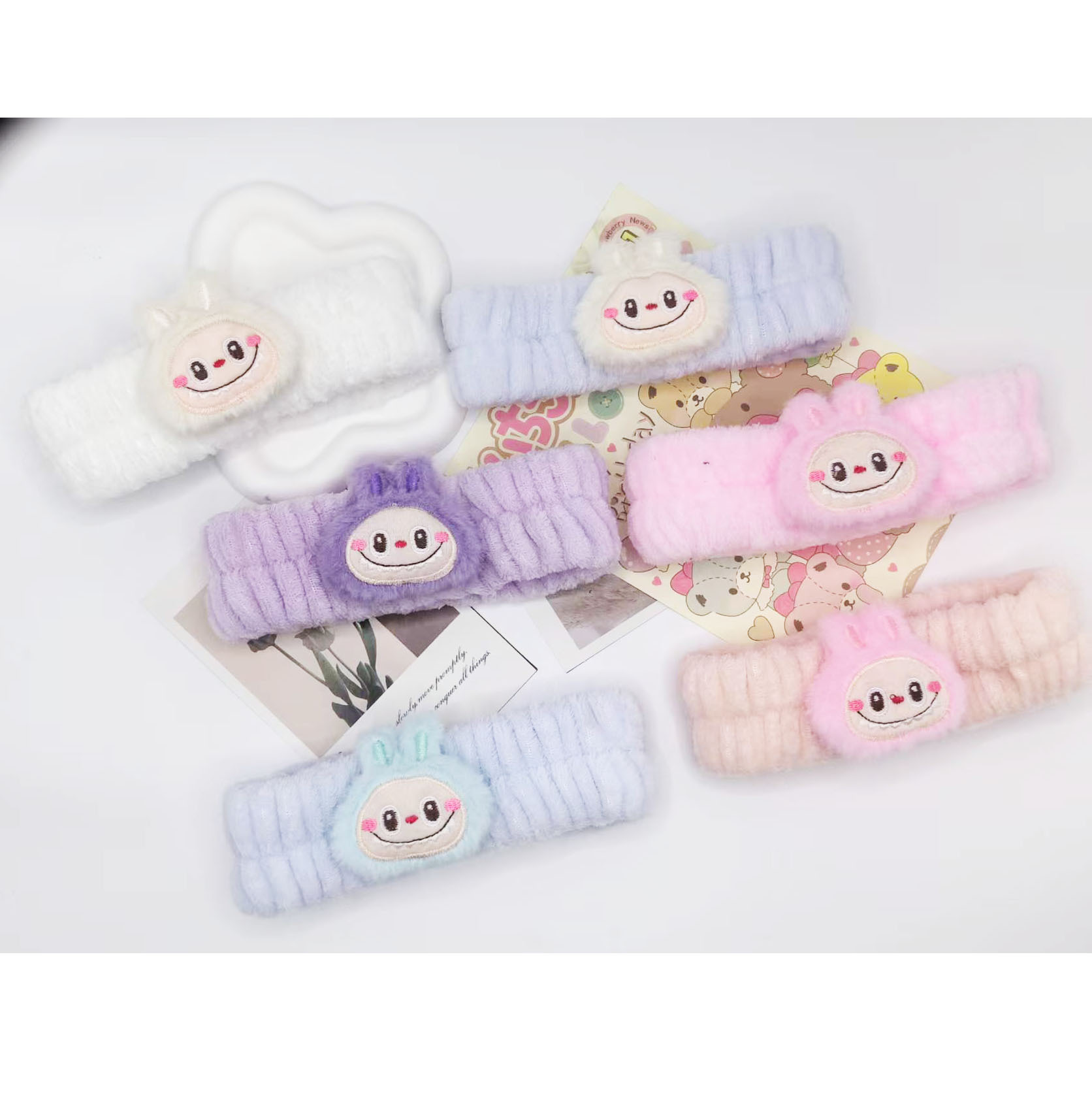 Labubu Headwea Cute Cartoon Hair Band Plush Washing Wrist Band Sweat Absorbing Wrist Band Hair Flannel Accessories Fluffy Hair Tying Band Hair Hoop