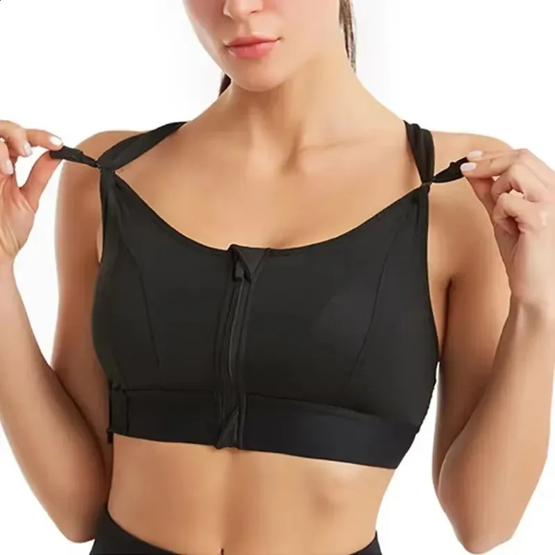 Sports Bras For Women Front Zipper Adjustable Strap Shockproof Elastic Fitness Athletic Brassiere Slim Yoga Crop Top y250827