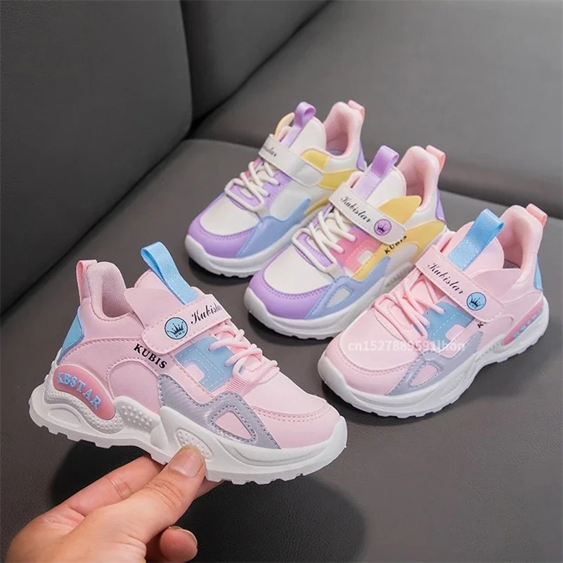 Kids Spring Sneakers Girls School Casual Outdoor Breathable Running Light Soft Tenis Pink Nonslip Children Shoes 250828 XJ260303