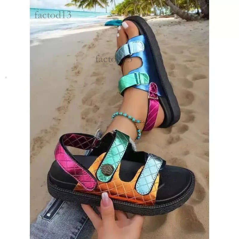 Kurt kurt gegiers Sandal Womens London Designer Kensington Sandals Arch Support Eaglehead Flip Flops Slippers Full Grain Textured Rubber Flats Beach Shoes 1fd