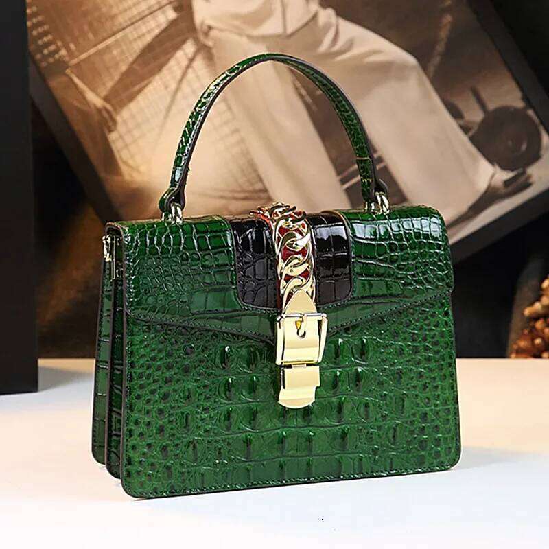 Fashion Brand Women's Handbags Genuine Leather Shoulder Crossbody Bag Crocodile Small Hard Square Portable Messenger Bags