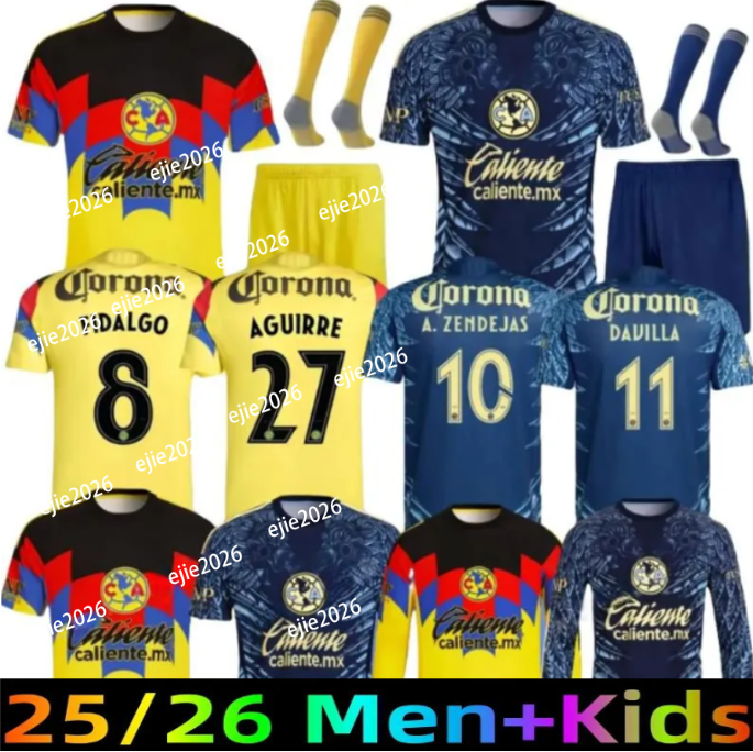 25 26 ClUb AmEriCa Soccer Jerseys CA Liga MX 2025 2026 HENRY FIDALGO Player Version goalkeeper L.MALAGON Men Uniforms kids kits socks sets Football Shirts