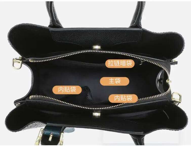 PU Leather Women's Alligator Print Handbag Stylish Zipper Two-Hand Handle Handbag - Perfect For Work And Office Use