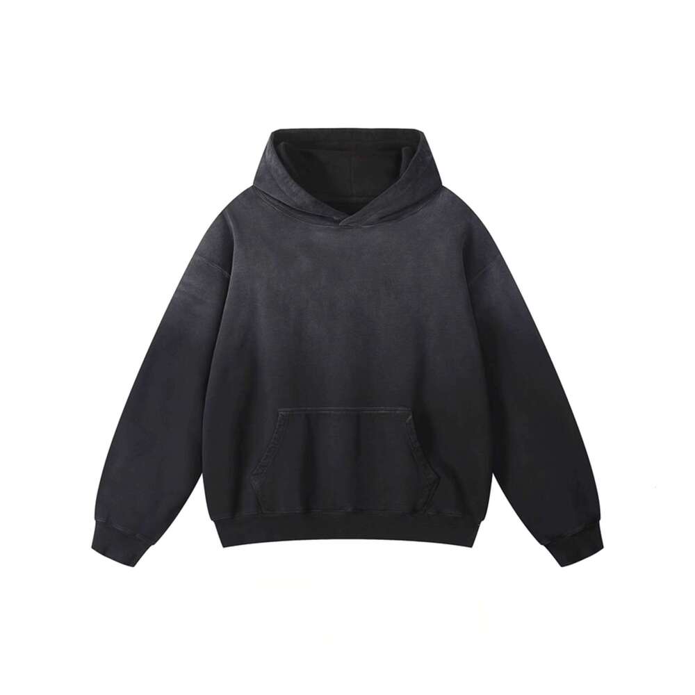 Unisex Hot Sale Men's Heavyweight Knitted Hoodie Drop Shoulder Pullover Sweatshirt with Washed Puff Print for Winter