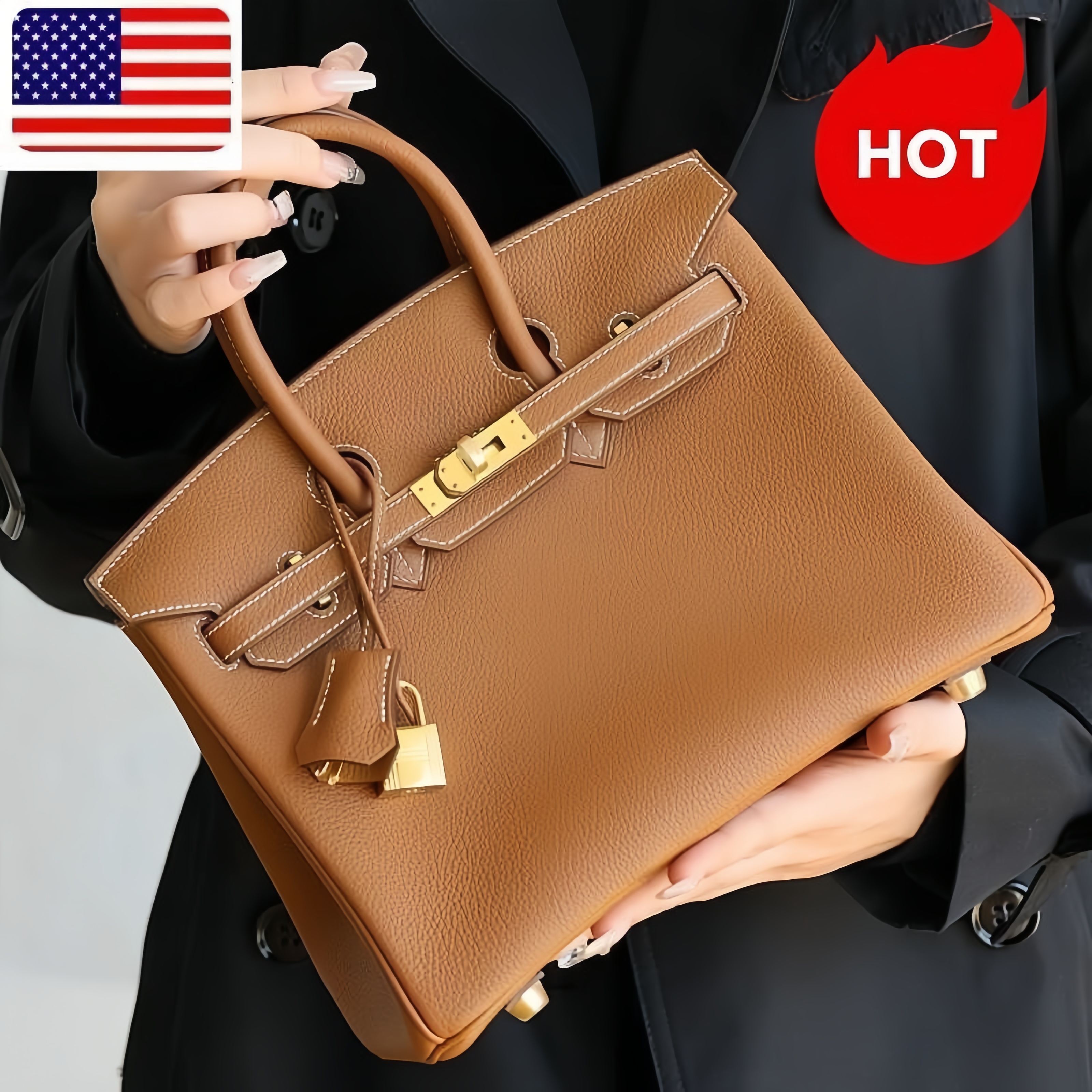 Hemmes Bikin Bag Leather Designer Women Bag Handbags Tote High Quality 20Cm/25/35 Genuine Leather Handmade Gold Sier Hardware Lock Interior Zipper Pocket H04