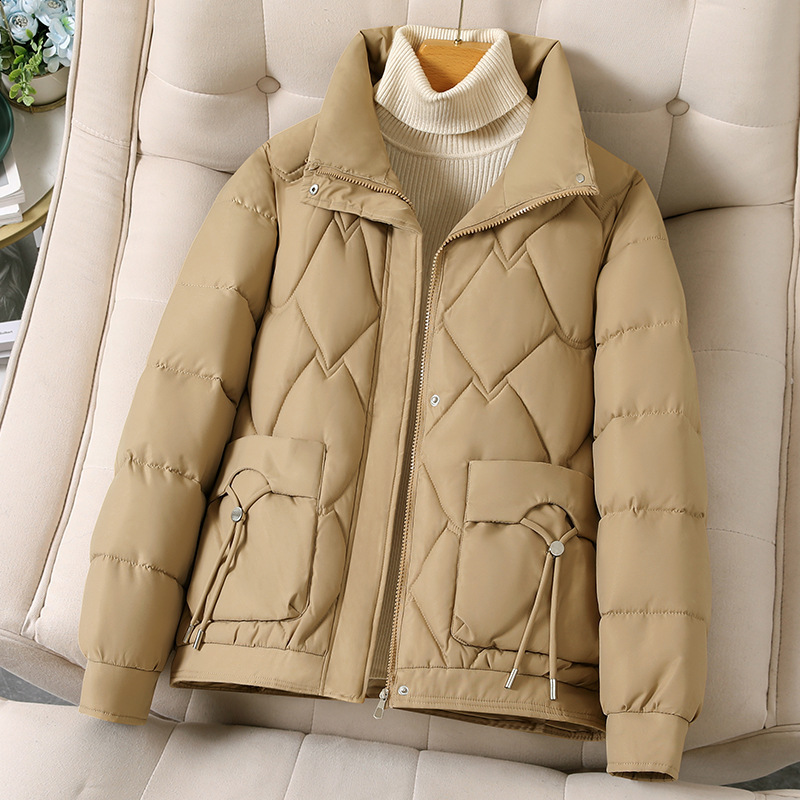 Autumn winter warm light thin white duck down jacket Parka womens large-sized down jacket womens standing collar loose down jacket 240913