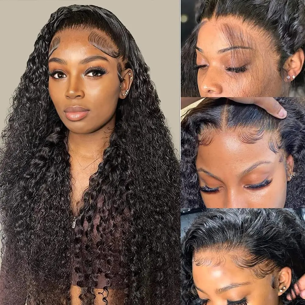 250 Density 36 Inch Brazilian Deep Wave Front Wig Water Wave 13x6 Hd Lace Frontal Wig 13x4 Curly Human Hair Wigs Wear And Go For Women