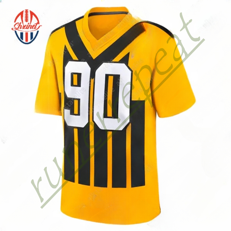Custom 1933 New Gold Football Jerseys Aaron Rodgers Will Howard DK Metcalf Watt Embroidered Letter Number Design 111