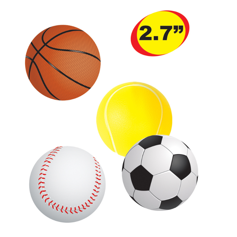 2.7 - Inch PU Ball Set - Includes Basketball, Soccer Ball, Tennis Ball & Baseball for Kids' Play