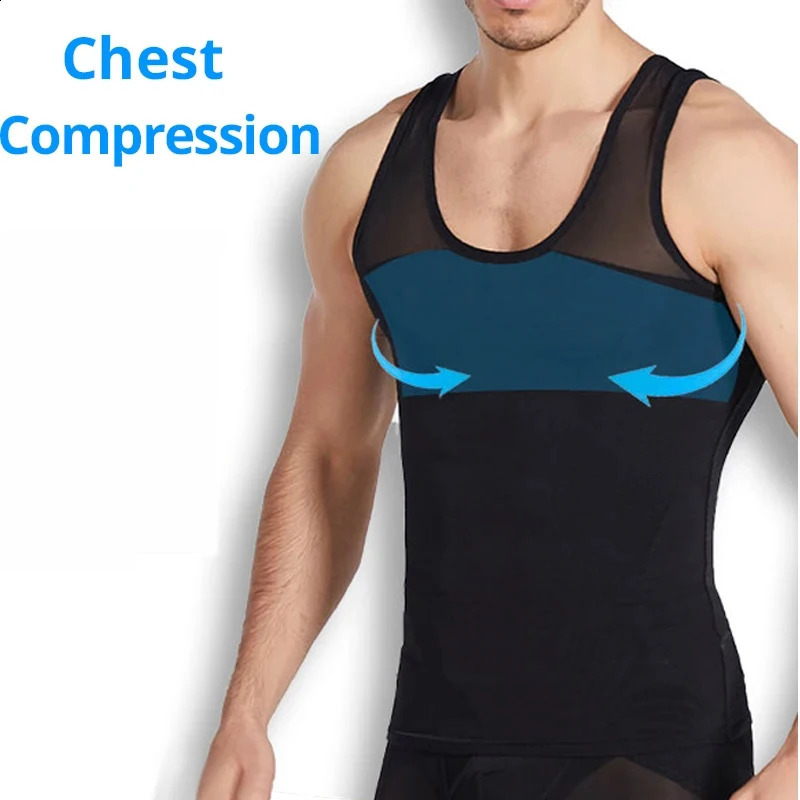 Mens Compression Tummy Control Body Shaper Tank Top Vest Undershirt Tops Shaping Sweatshirt Hide Gynecomastia Chest Shapers 250827