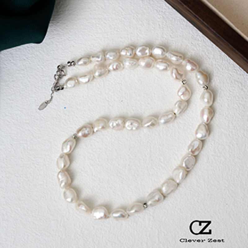 S925 Sterling Silver Natural Freshwater Baroque Pearls Necklace for Anniversaries