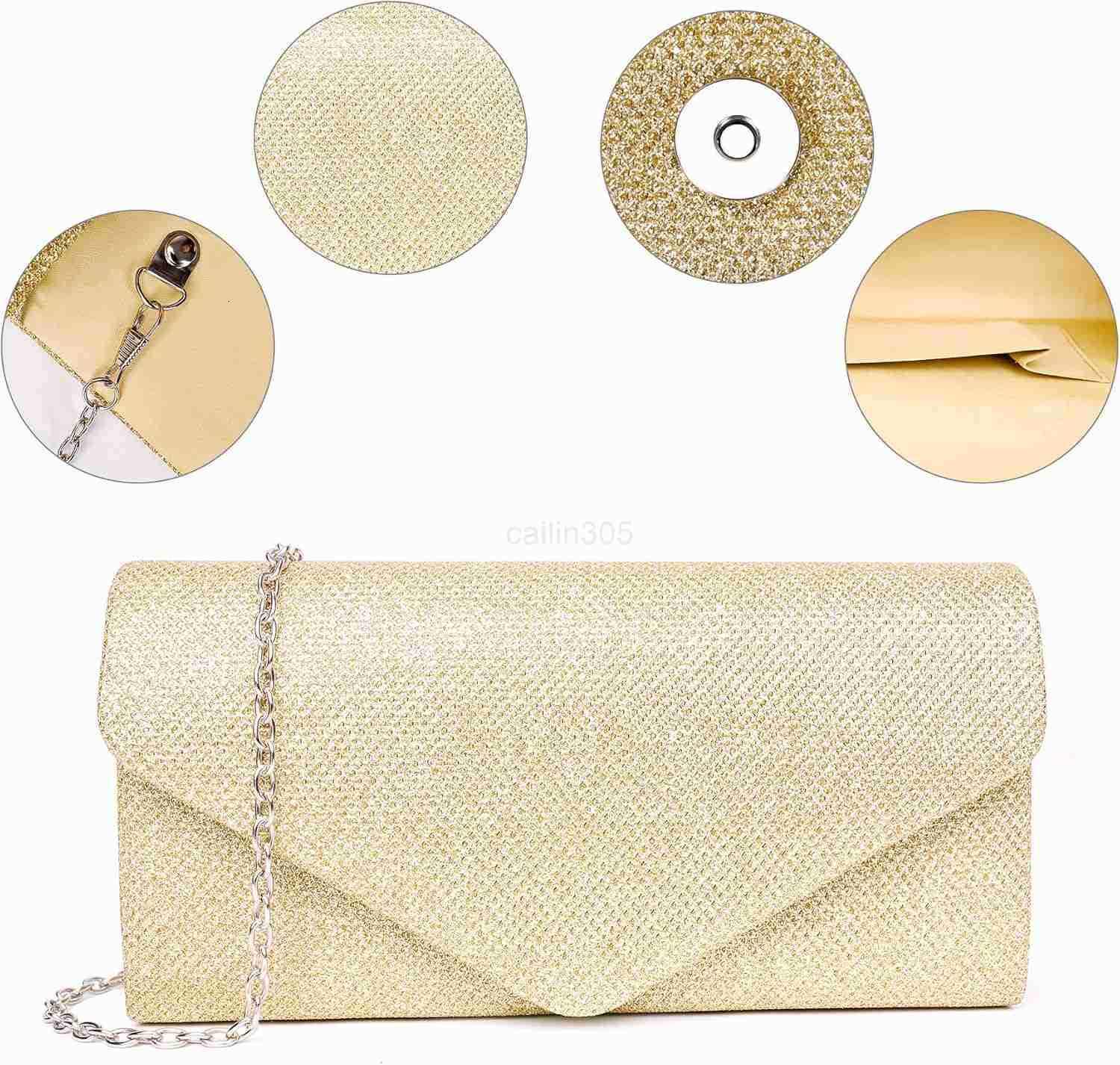 Purses for Women Sparkly Sequin Envelope CluTCh Evening Bag wChain Elegant Party Prom Dress Bride Purse Z25910