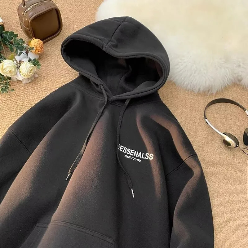 8XL Hoodie Pullover Loose Fit Simple Letter Print American Mens Clothing And Couple Fashion 250827