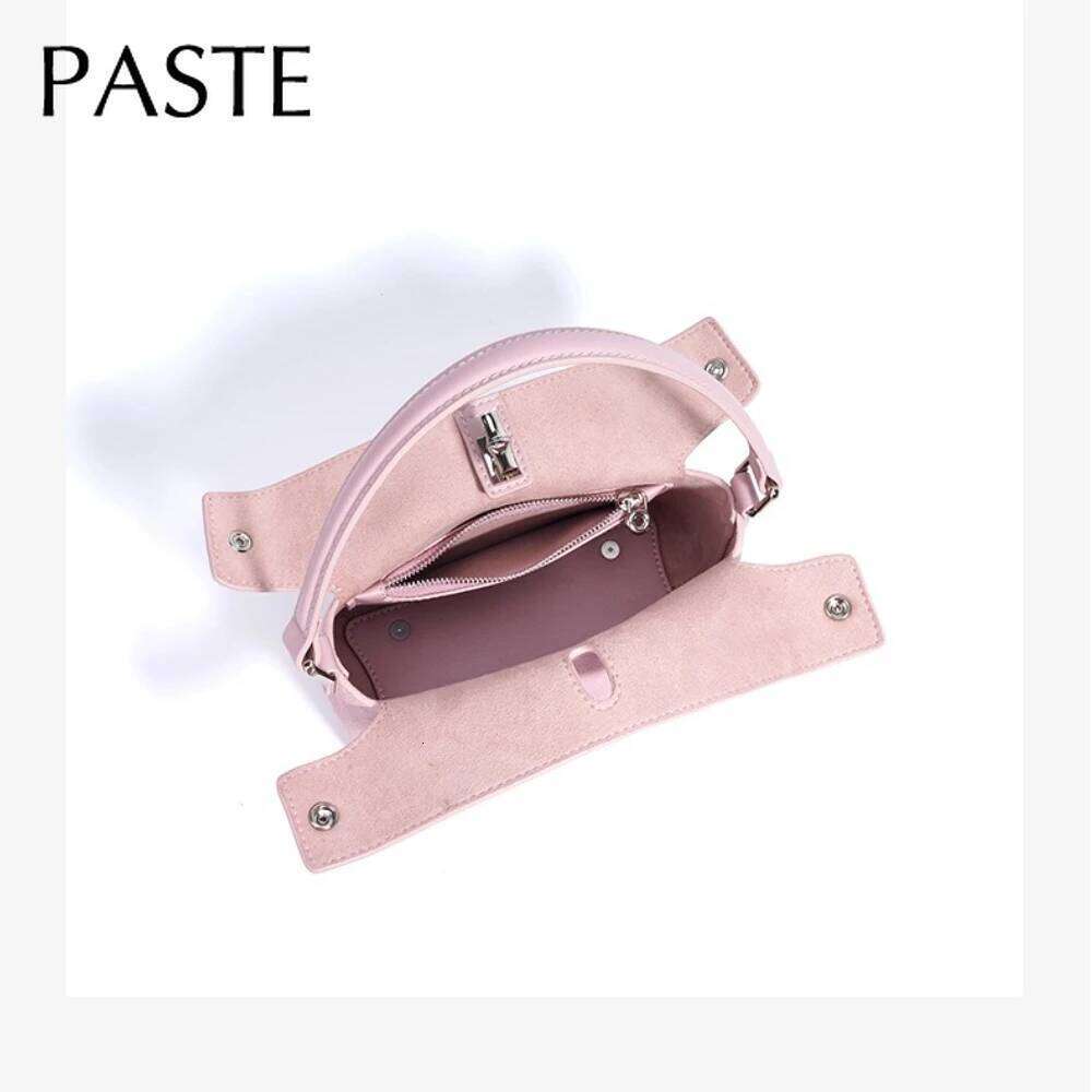 Exquisite And Unique Design Handbag Simple Style Pink Orange Color Small Tote Matte Real Suede Cow Leather Women Shoulder Bag