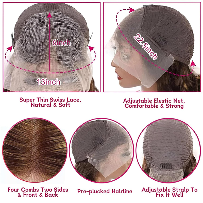 Eulisi 13*6 HD Transparent Lace Frontal Wigs for Women Glueless Pre Plucked Lace Front Wig P4 27 Water Wave Honey Blonde Wig