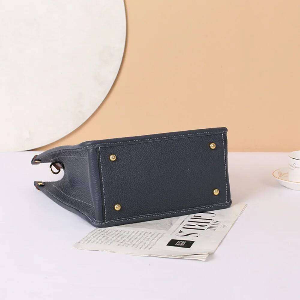 Hot Sale Blue Large Tote 100% Real Women Handbag Office Business Ladies Shoulder Bag Cowhide Togo Leather Briefcase