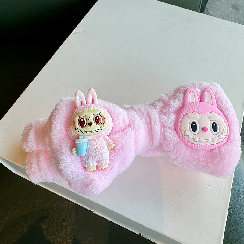Labubu Hair Hoop Hats Hair Ties Cute Cartoon Style Rabbit Monster Design Special Hair Hoop for Makeup Face Mask Application New Style Hair Accessories