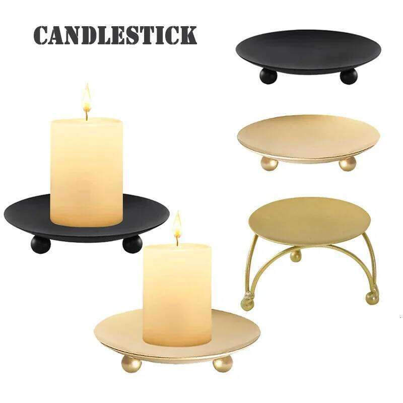 Iron Black Golden Gold Candle Holders for Wedding Festival Party Candlestick Holder Art Gift Home Decoration Accessories