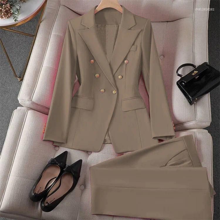 Spring Autumn Ladies Long Sleeves Suit 2PCS High-end Women Leisure Two Piece Set Female Fashion Solid Color Large Size 4XLOutfit