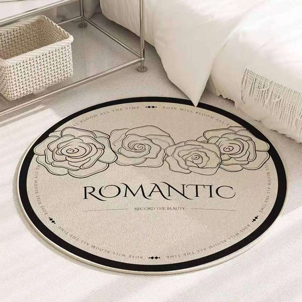 Romantic Round Floral Area Rug Living Room Bedroom Sofa Side Light Non-slip Soft Carpet Modern American Style Floor Mat H260226