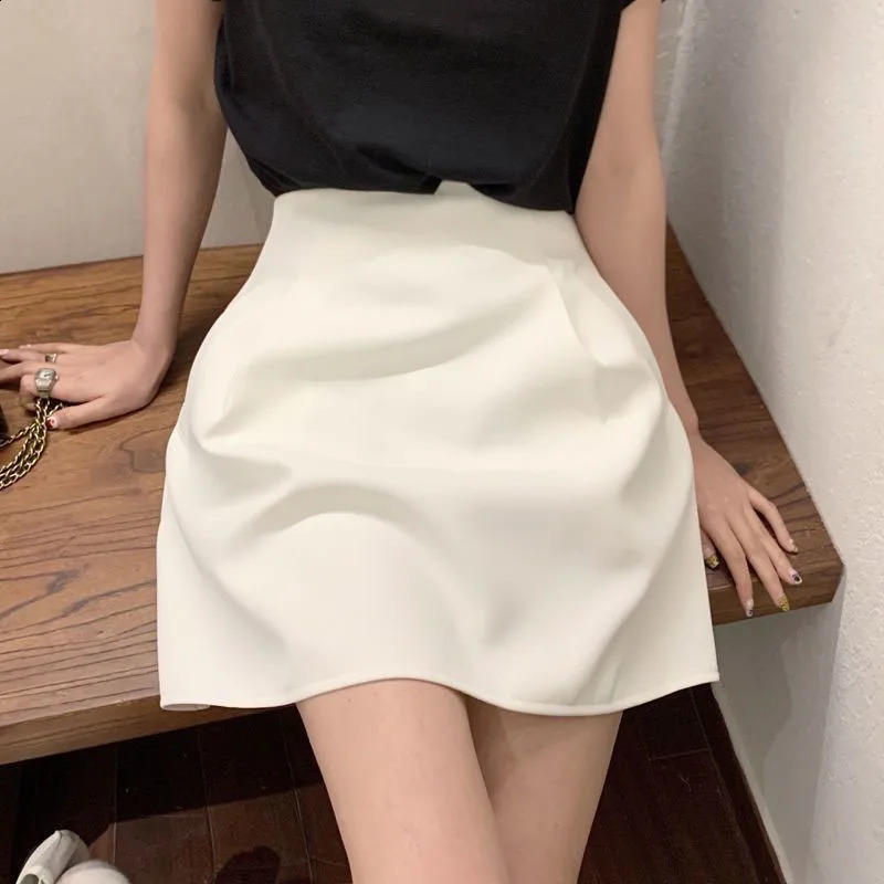 Xpqbb Korean Style White Mini Skirt for Women Streetwear High Wiast Puffy Short Skirts Ladies AllMatch Simple Aline Y2K 250827