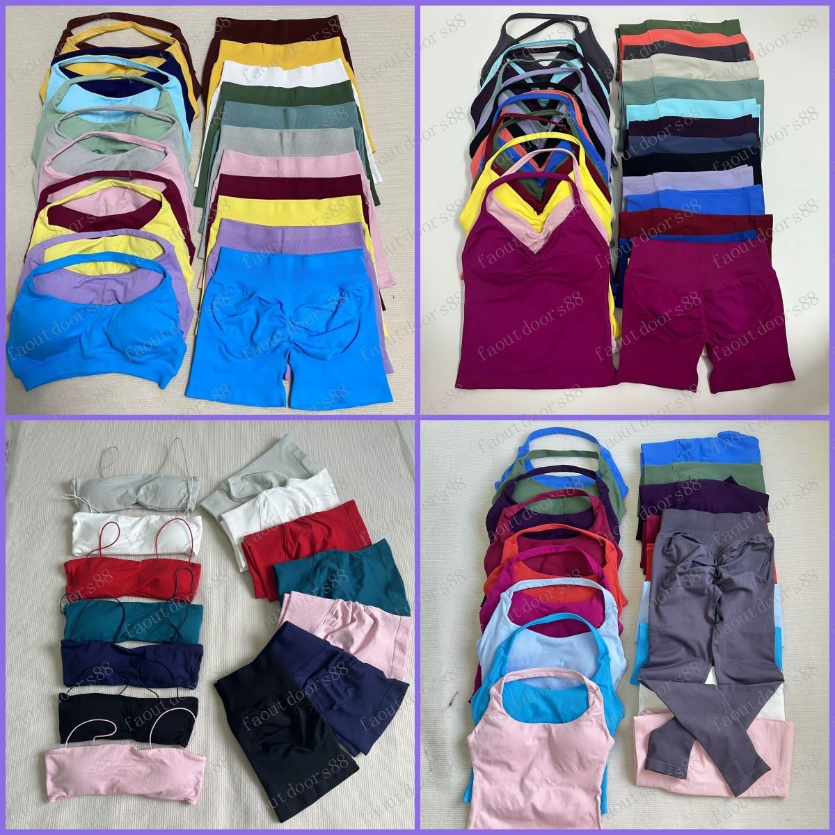 Gym Set Women 2 Piece Strappy Yoga Bra High Waist Workout Scrunch Shorts Sports Suit Fitness Clothes Seamless Yoga Set Backless Tops Outft