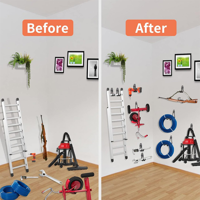 Extra Heavy-Duty Steel Double Hooks 12-Pack, for Ladders, Bikes, Power Tools (Max Load XX lbs)