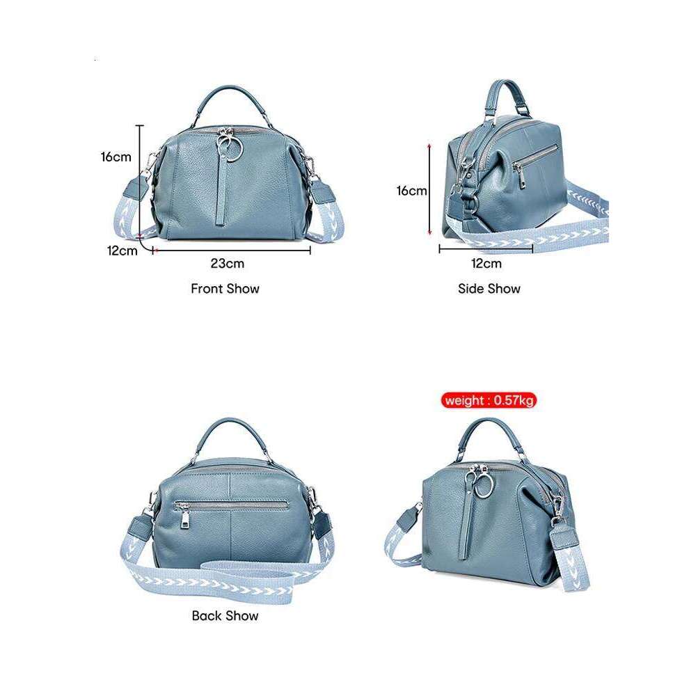 Zency Elegant Genuine Leather Handbag Women Shoulder Large Capacity Simple Medium Tote Crossbody Bag With Two Straps