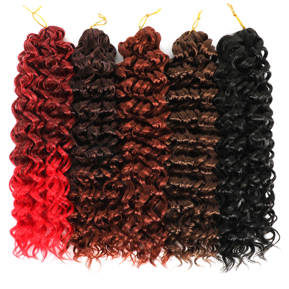 Deep Wave Bohemian Style Synthetic Hair Extension - 18 Inch Ombre Color Crochet Bundles 1pcs